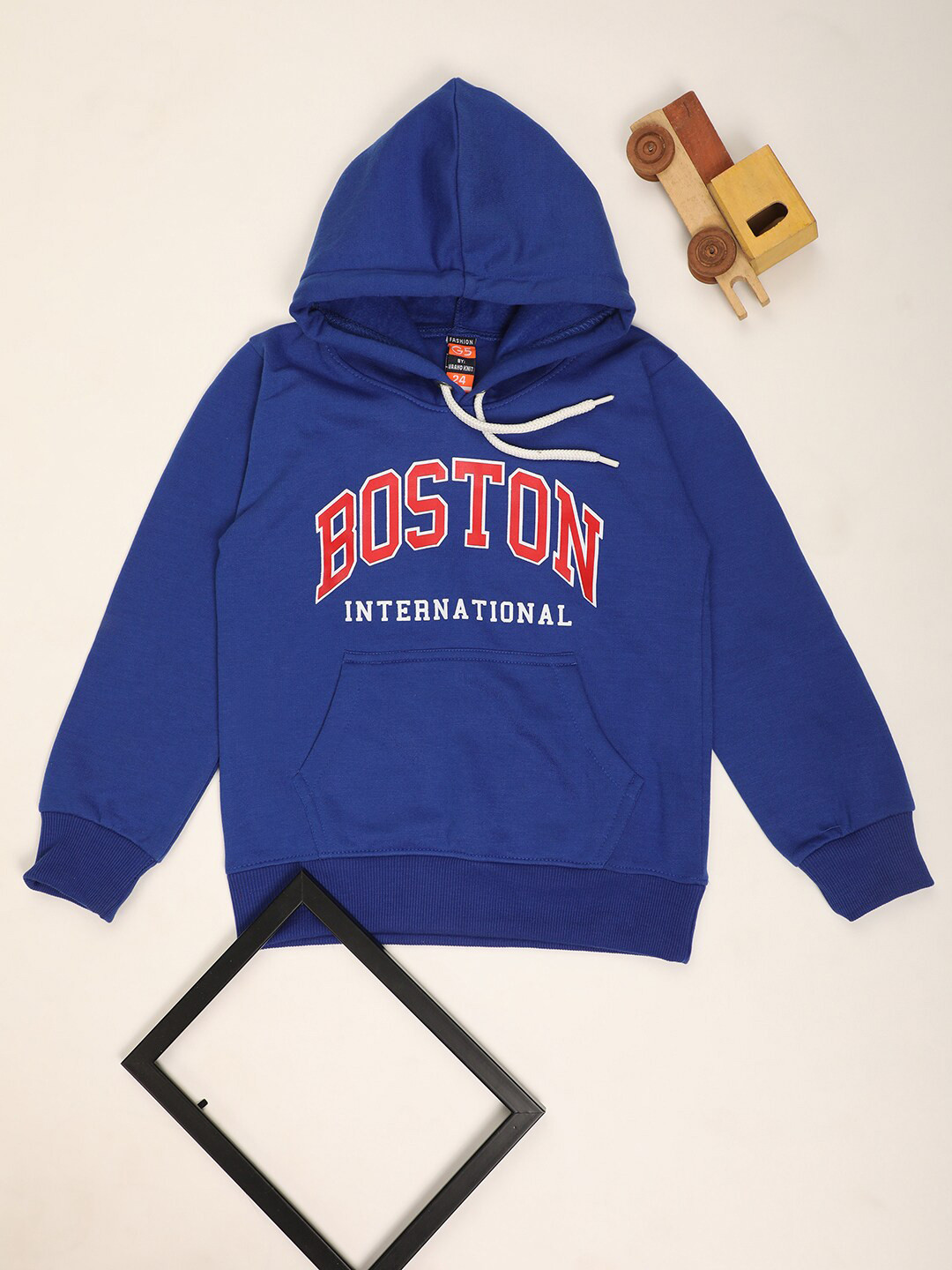 

V-Mart Boys Typography Printed Hooded Fleece Sweatshirt, Blue