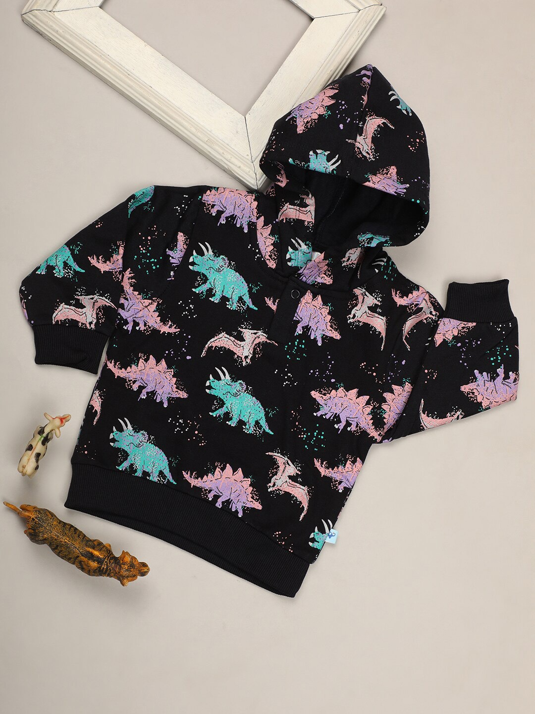 

V-Mart Infants Printed Cotton Hooded Sweatshirt, Blue