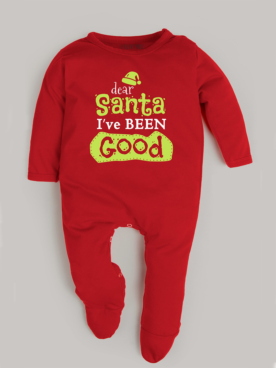 

FFLIRTYGO Infants Typography Printed Cotton Sleepsuit, Red