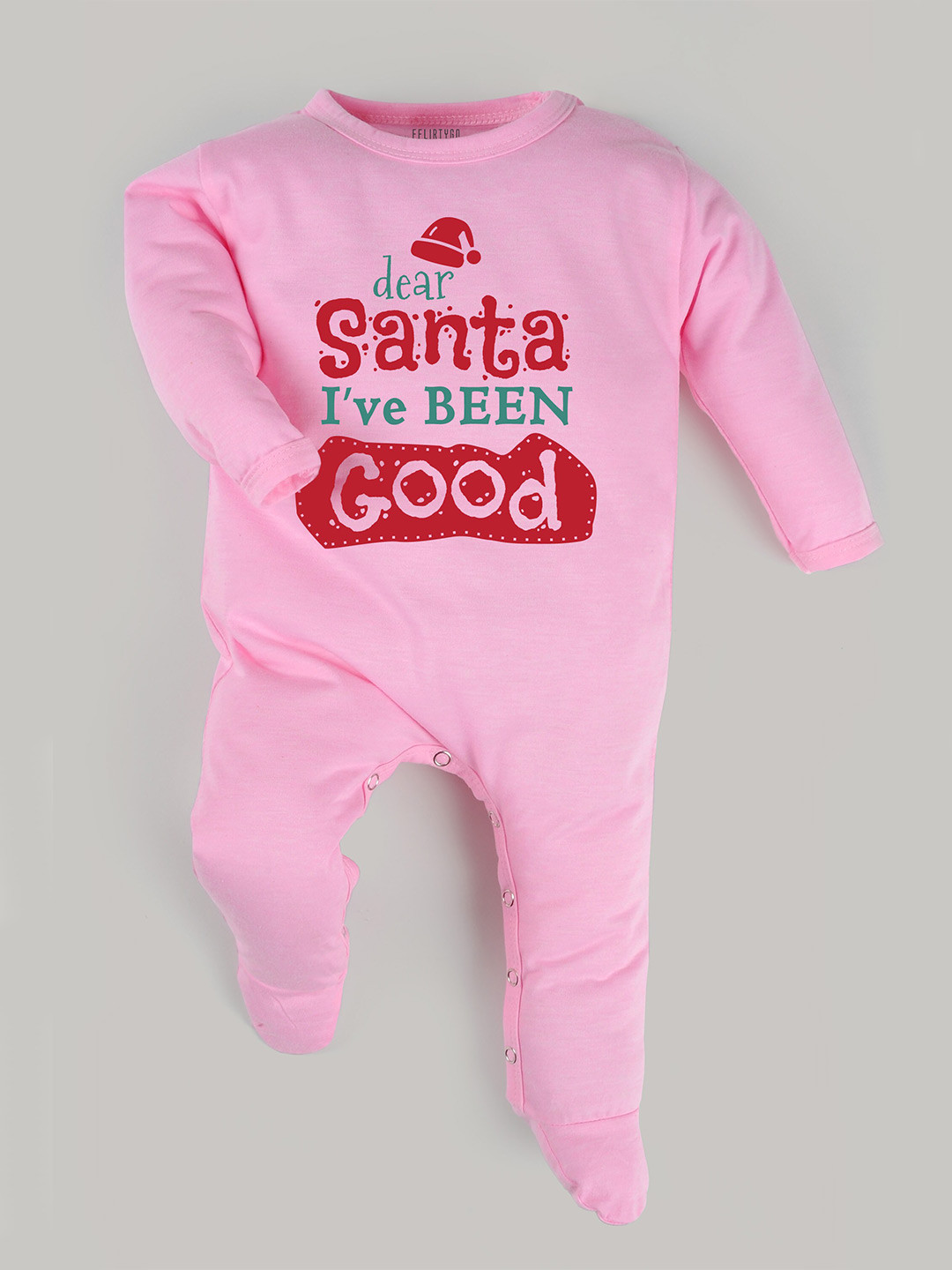 

FFLIRTYGO Infant Kids Christmas Special Printed Cotton Sleepsuit, Pink