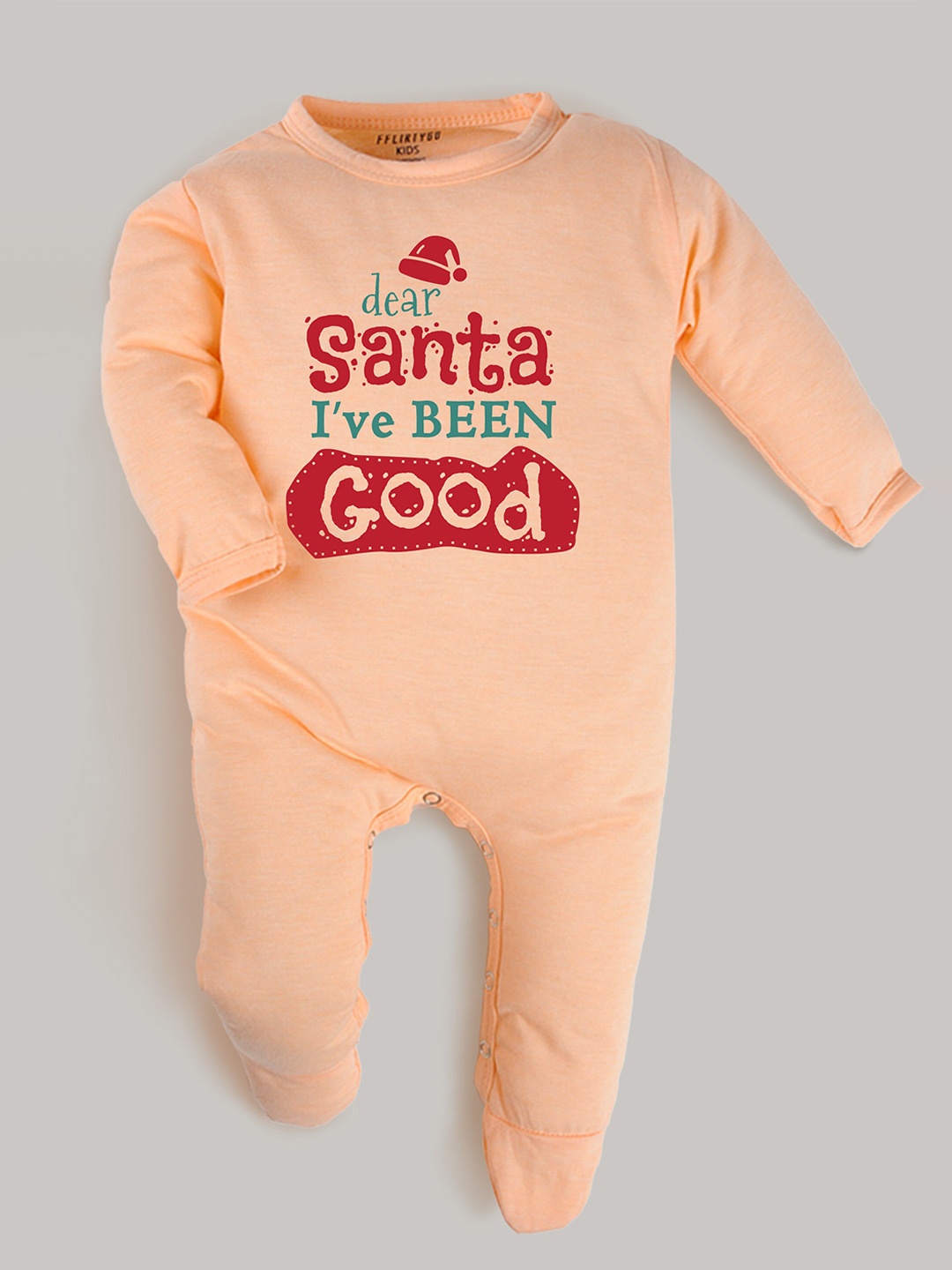 

FFLIRTYGO Infants Printed Cotton Sleepsuit, Peach