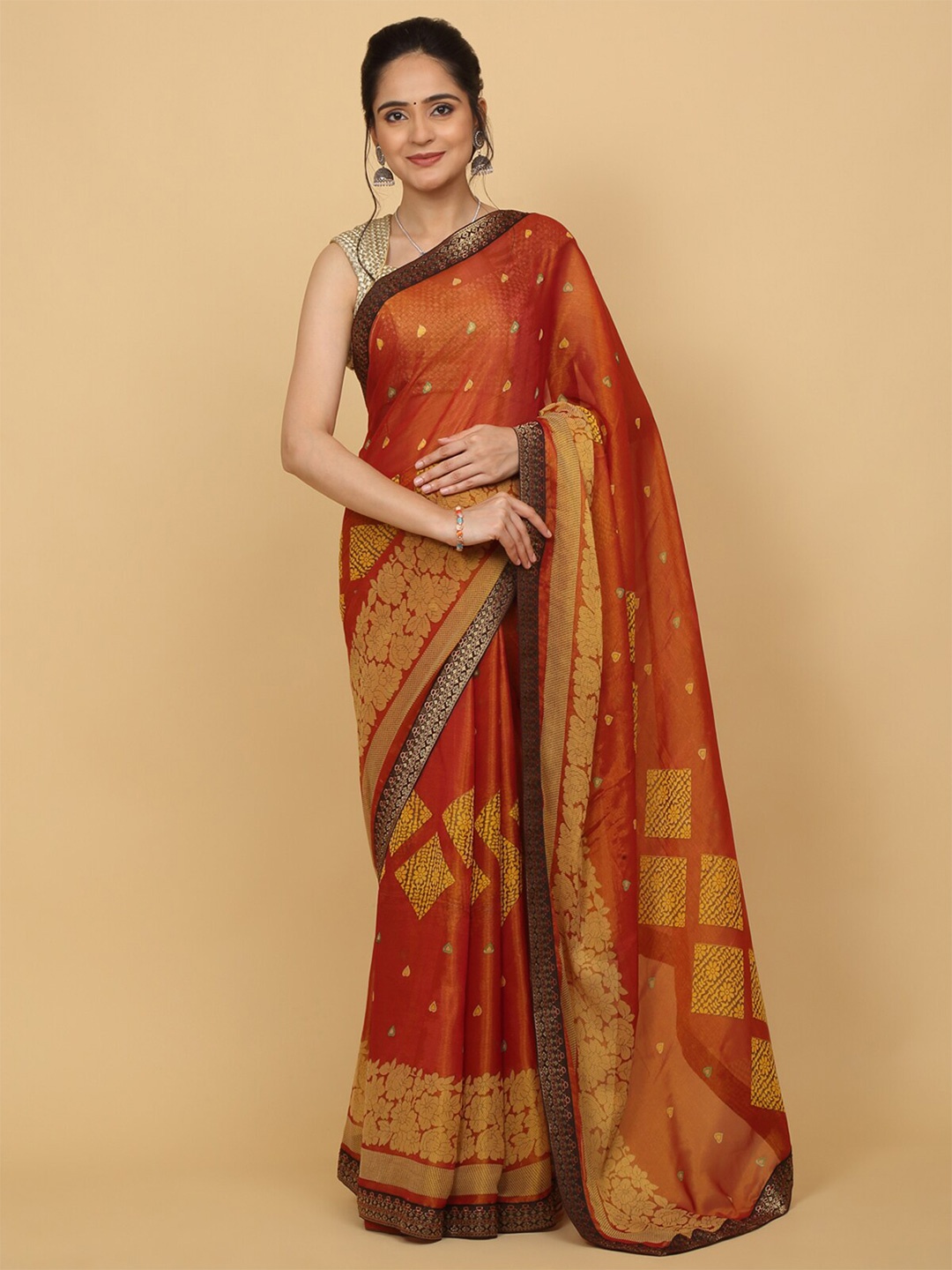 

Anuradha Sarees Ethnic Motifs Printed Saree, Red