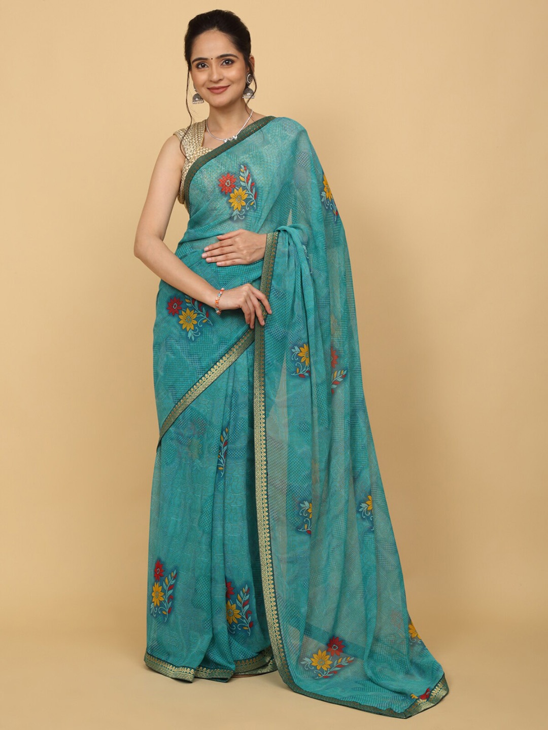 

Anuradha Sarees Floral Printed Saree, Blue