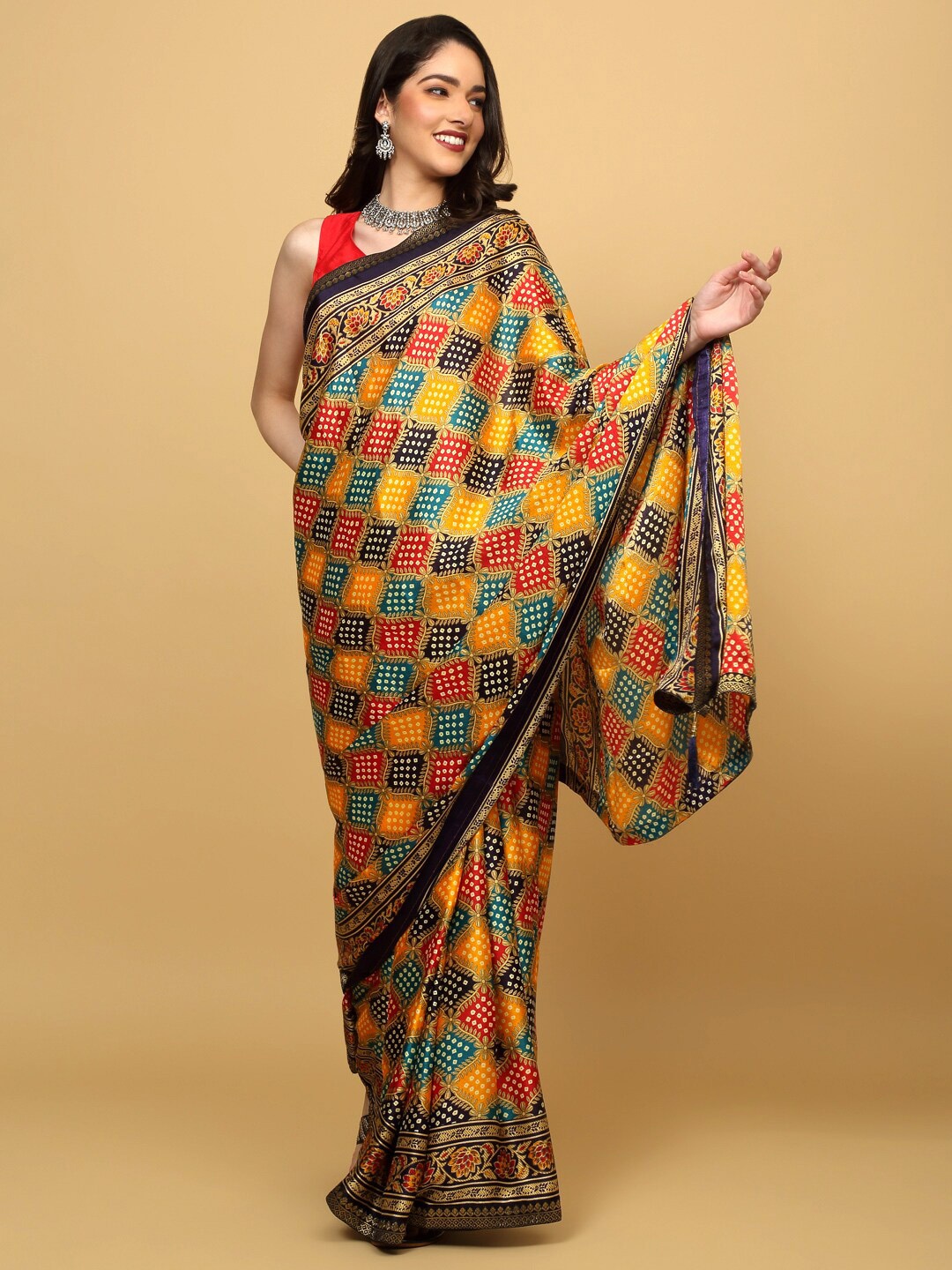

Anuradha Sarees Bandhani Printed Saree, Blue