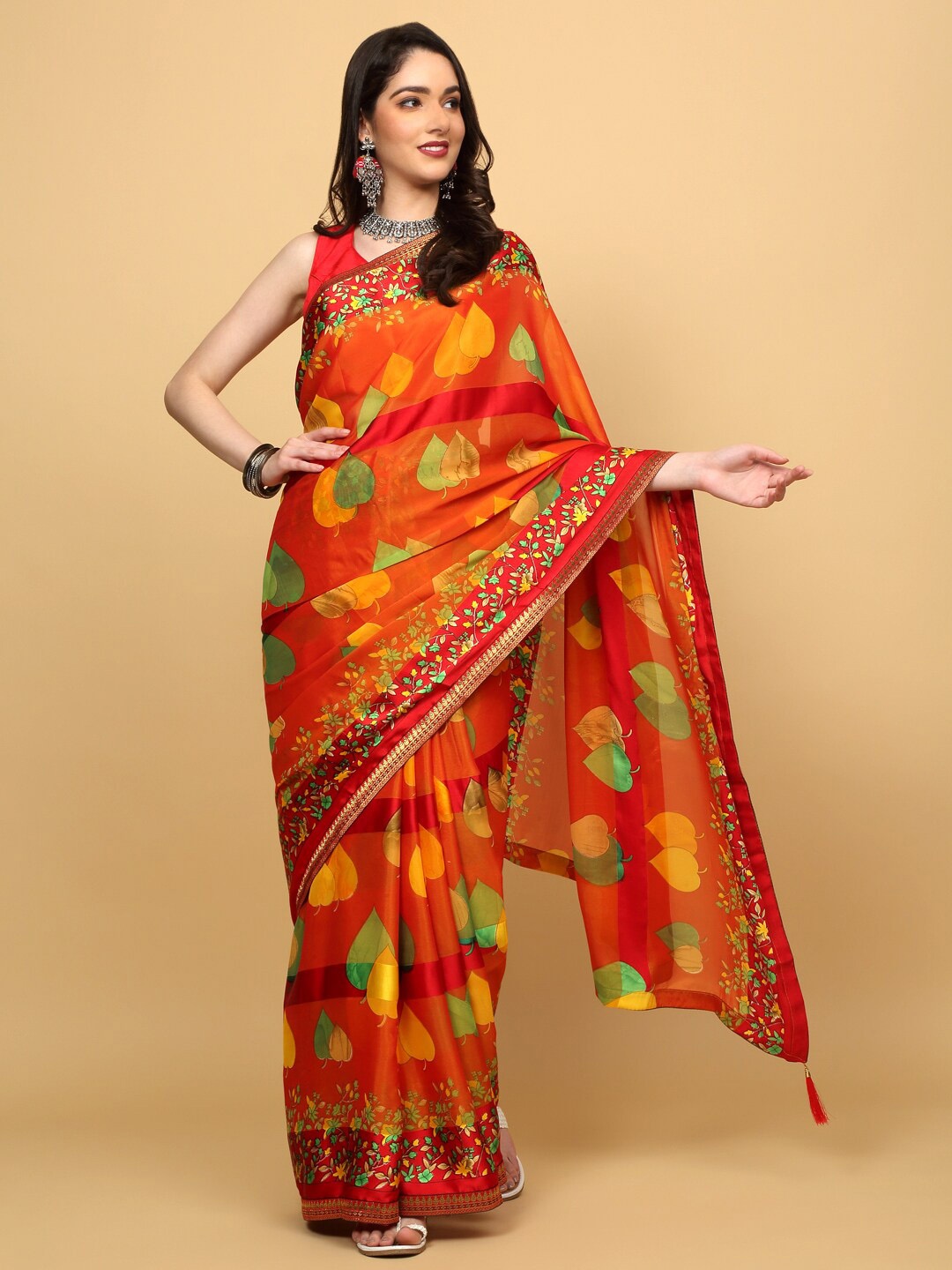 

Anuradha Sarees Floral Printed Saree, Red