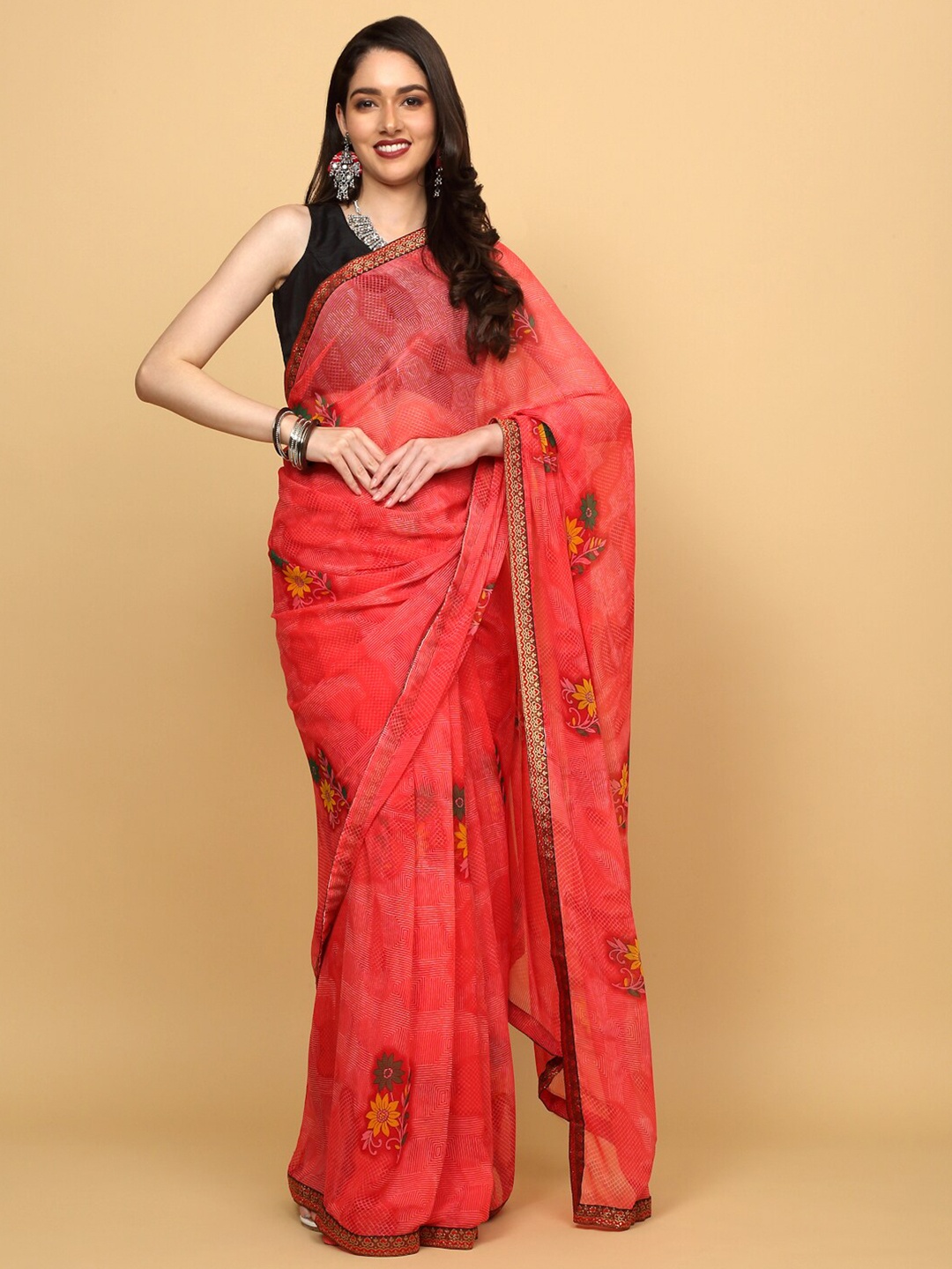 

Anuradha Sarees Floral Printed Saree, Pink