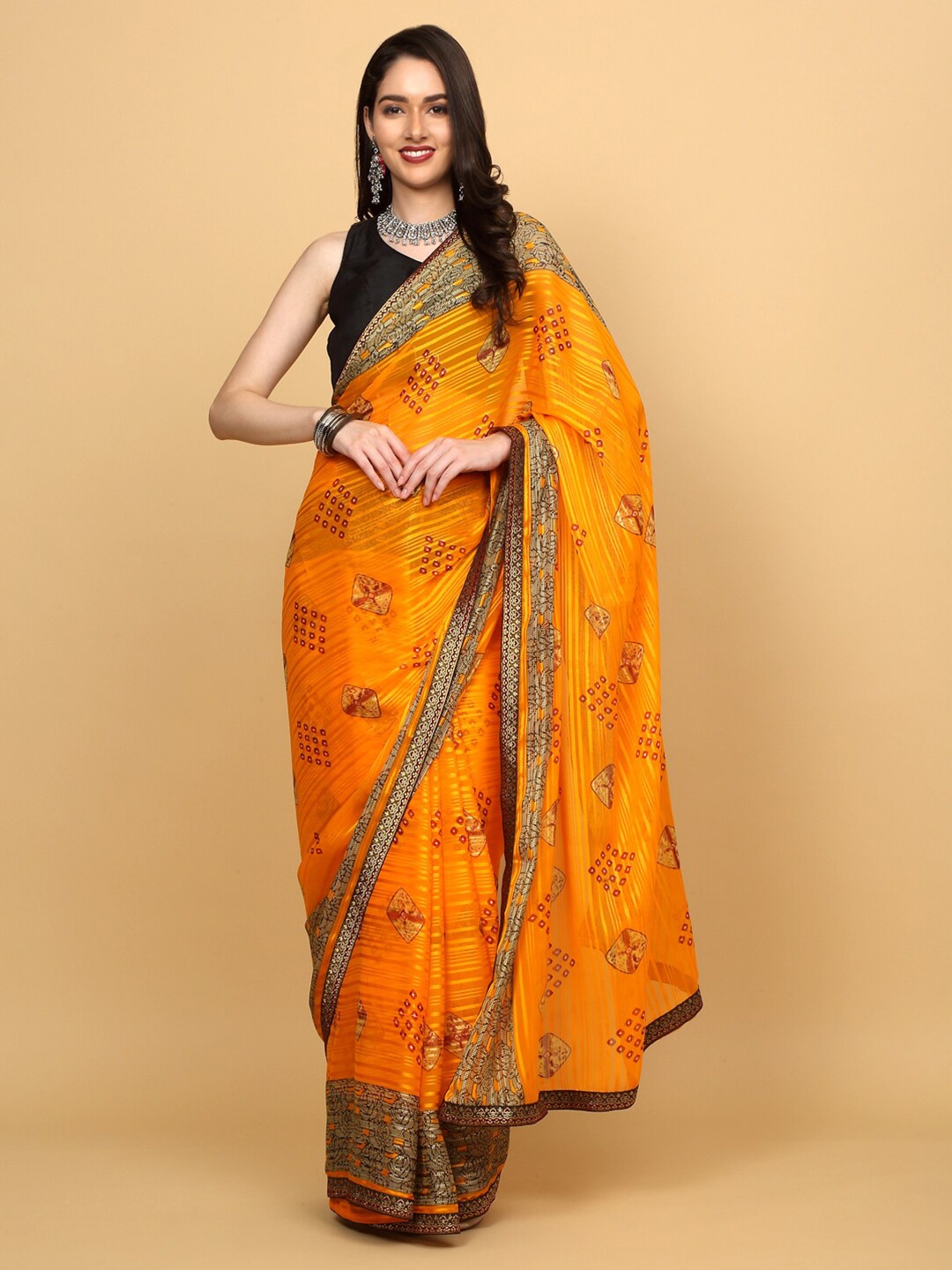 

Anuradha Sarees Floral Printed Saree, Yellow