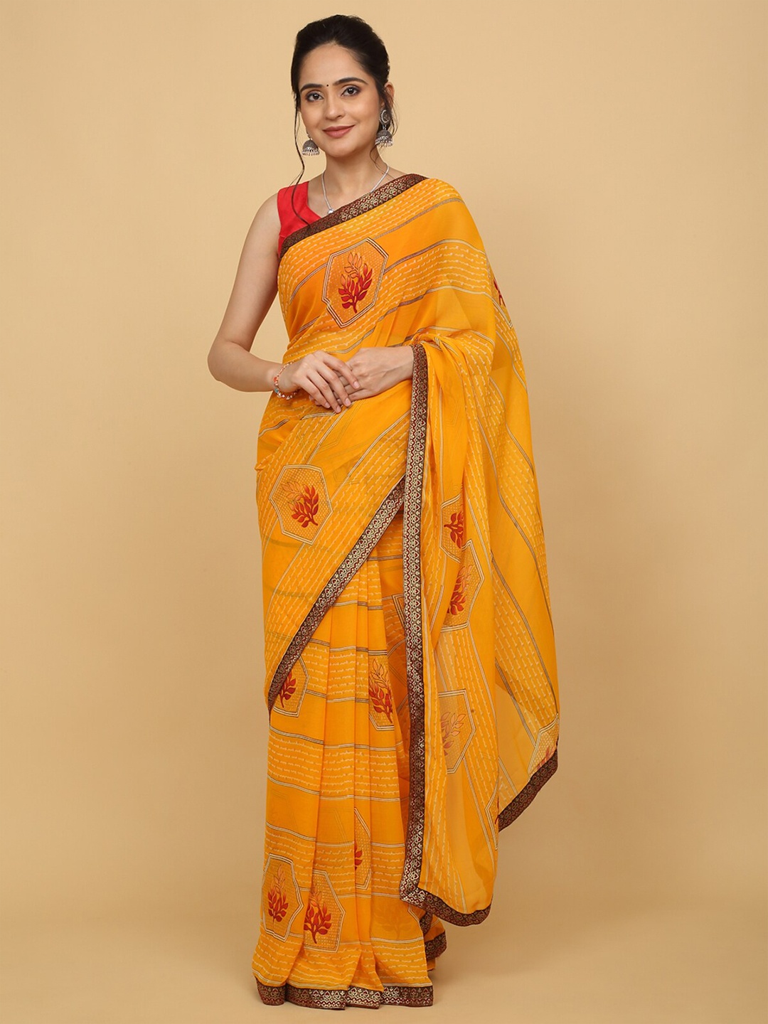 

Anuradha Sarees Floral Printed Saree, Yellow
