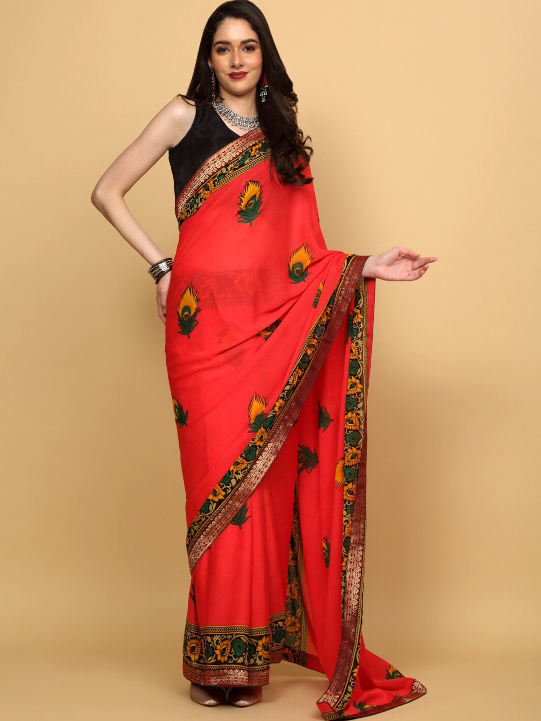 

Anuradha Sarees Floral Printed Saree, Pink