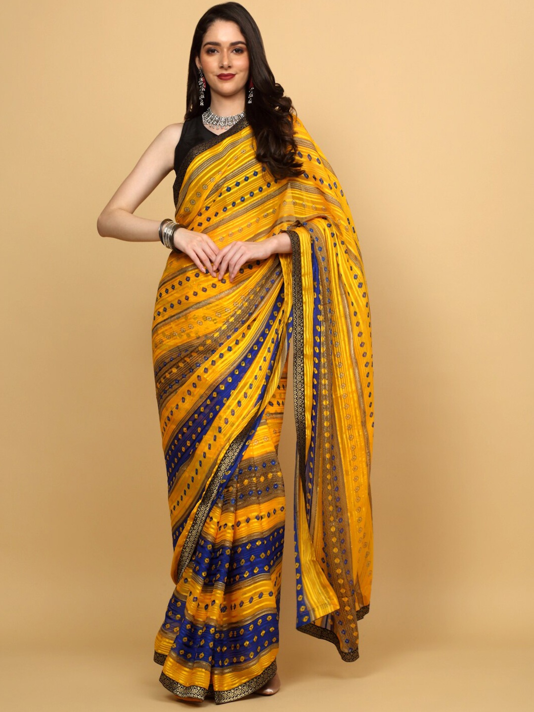 

Anuradha Sarees Geometric Printed Saree, Blue