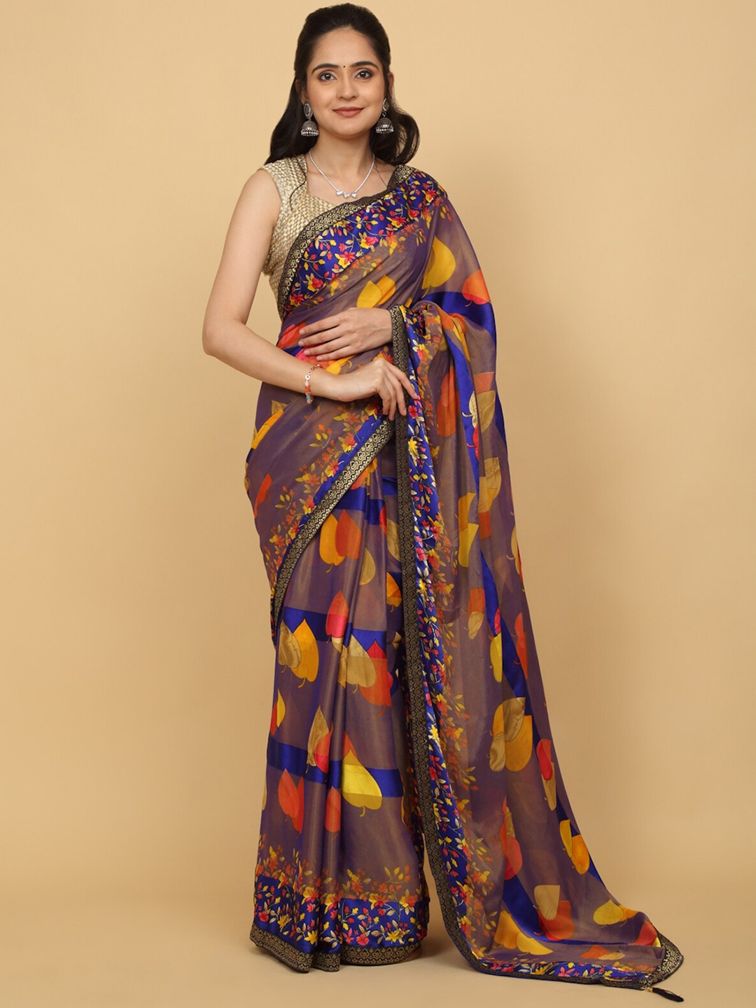 

Anuradha Sarees Floral Printed Saree, Blue
