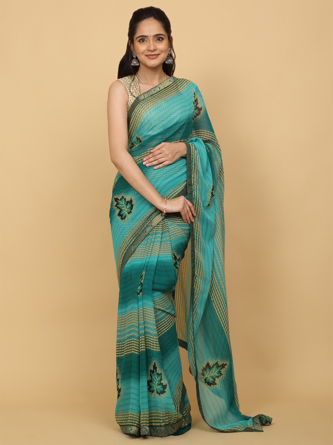 

Anuradha Sarees Floral Printed Saree, Blue