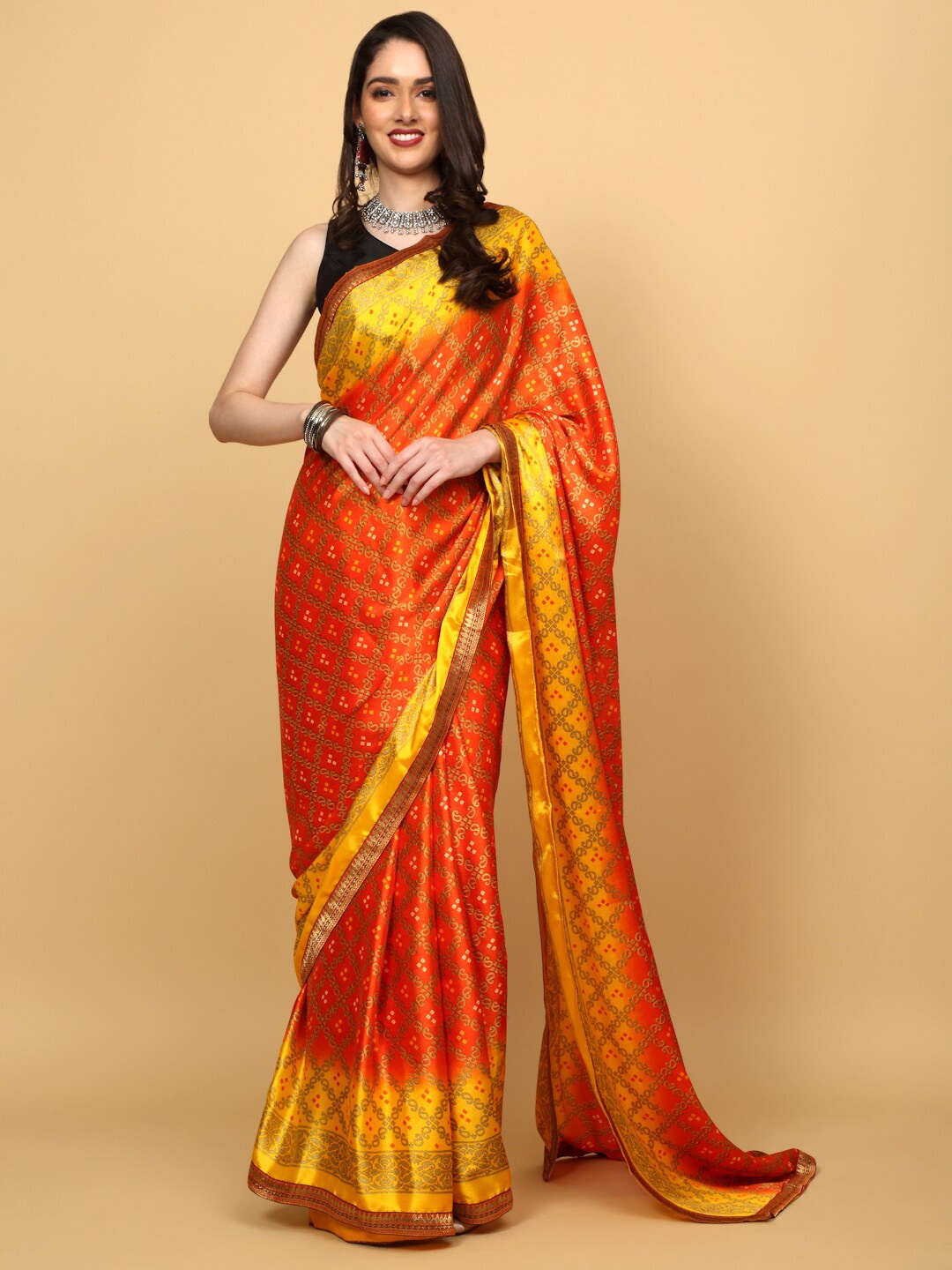 

Anuradha Sarees Ethnic Motifs Printed Saree, Orange