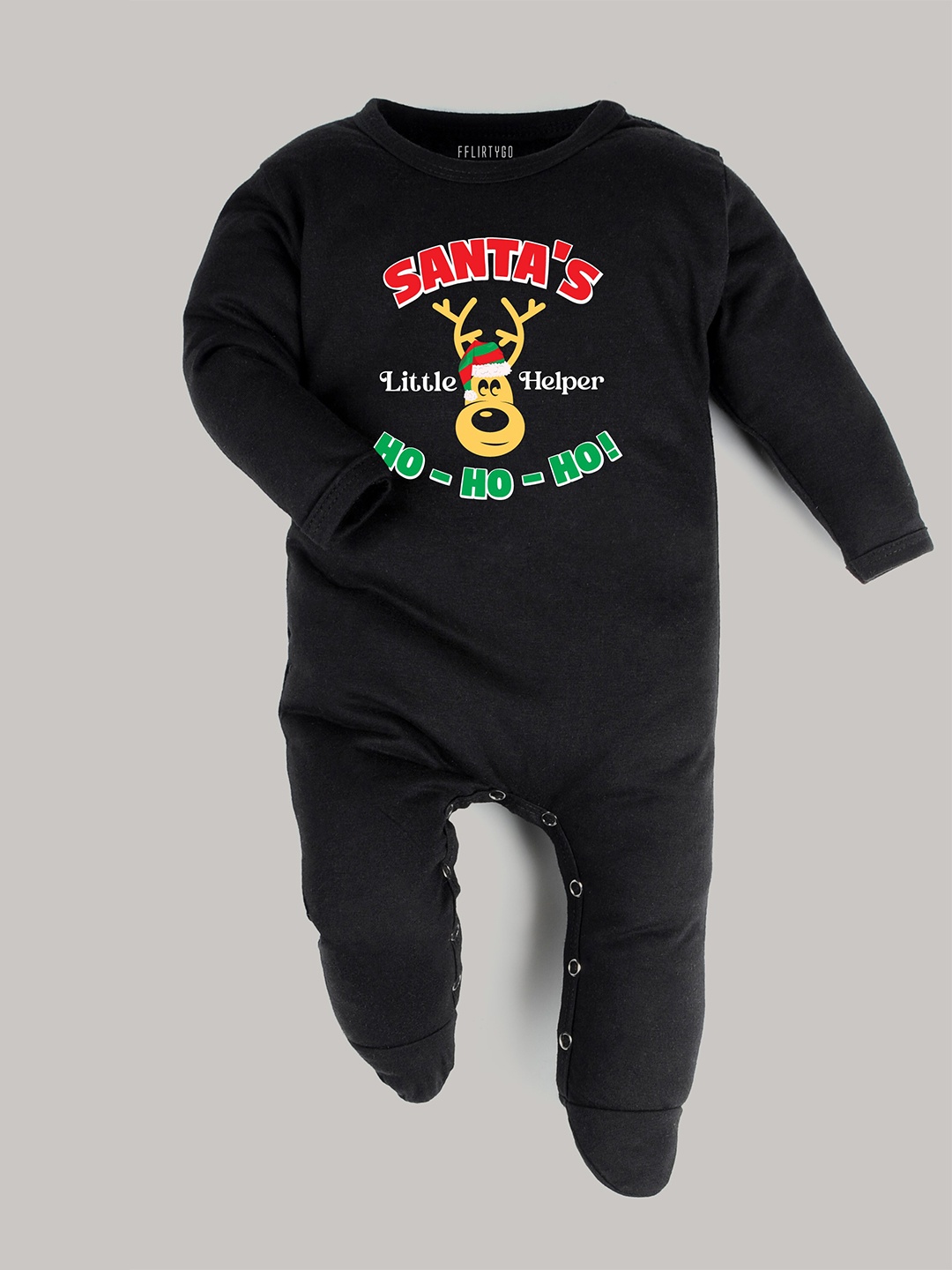 

FFLIRTYGO Infants Typography Printed Cotton Sleepsuit, Black