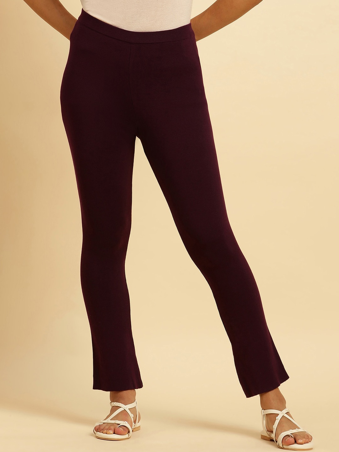 

W Women Smart Loose Fit Trousers, Purple