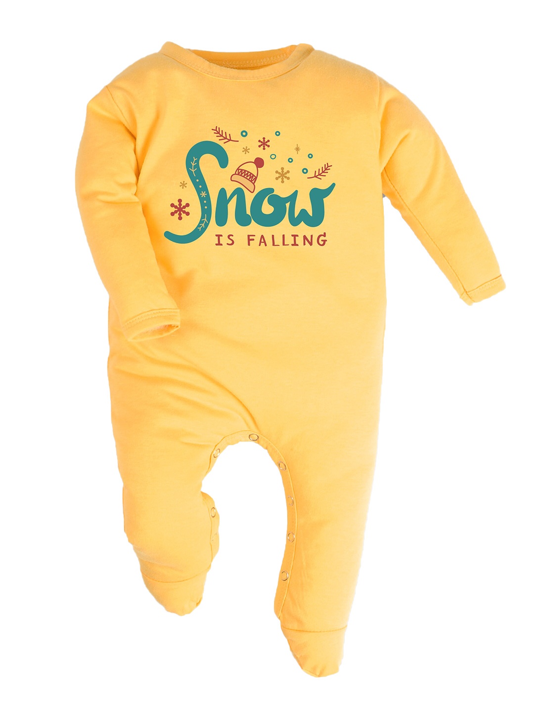 

FFLIRTYGO Infants Typography Printed Pure Cotton Sleepsuit, Yellow