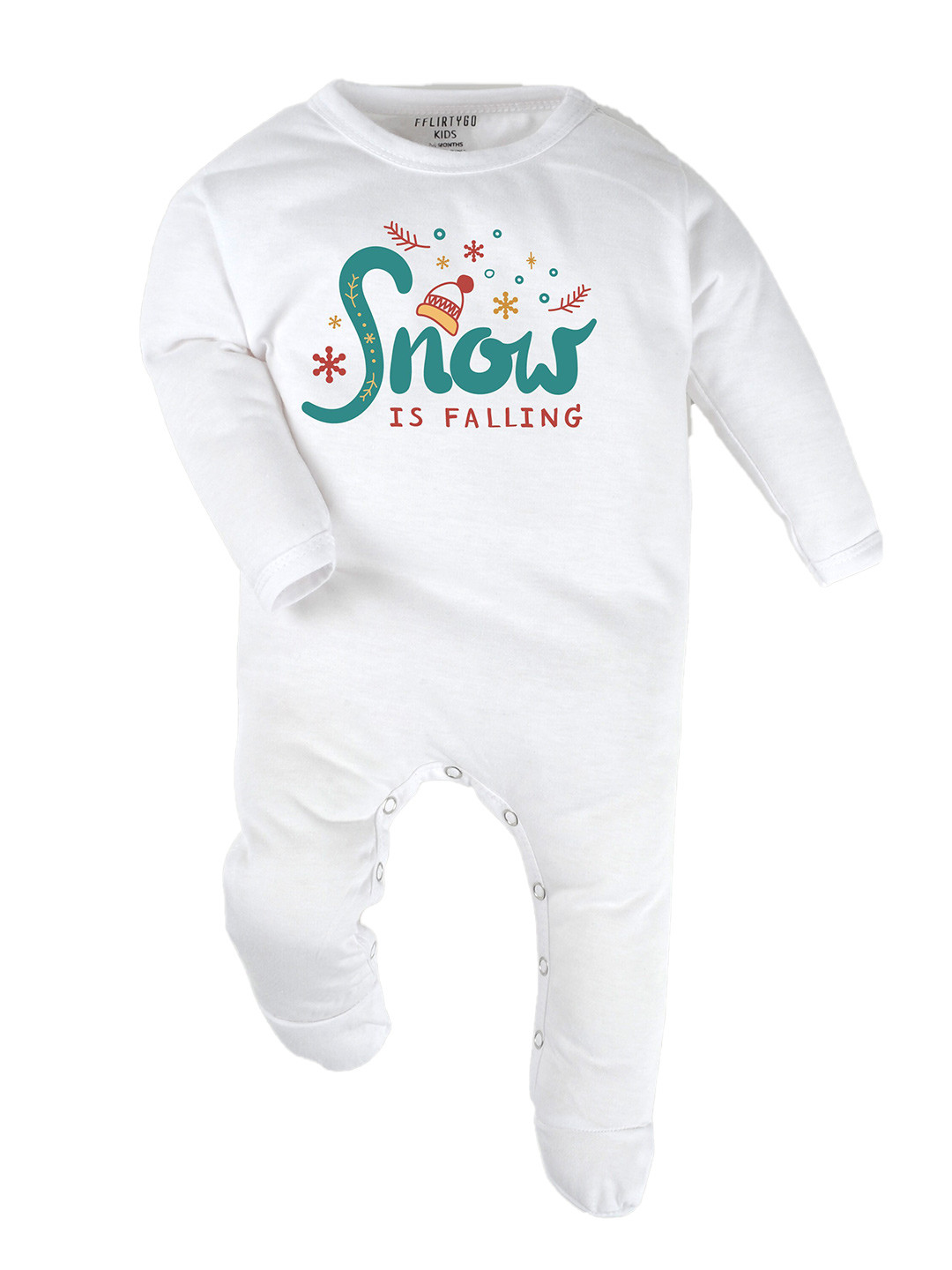 

FFLIRTYGO Infants Typography Printed Pure Cotton Sleepsuit, White