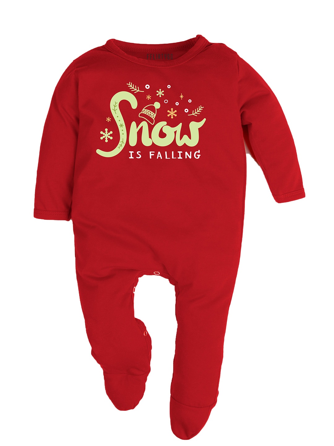 

FFLIRTYGO Infants Typography Printed Pure Cotton Sleepsuit, Red