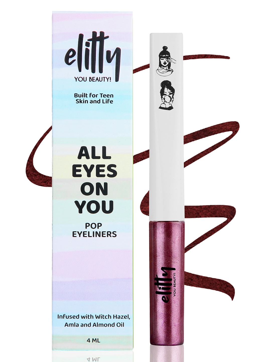 

Elitty Long Lasting Smudge Proof Metallic Liquid Pop Eyeliner 4ml - Lunar Magic, Red