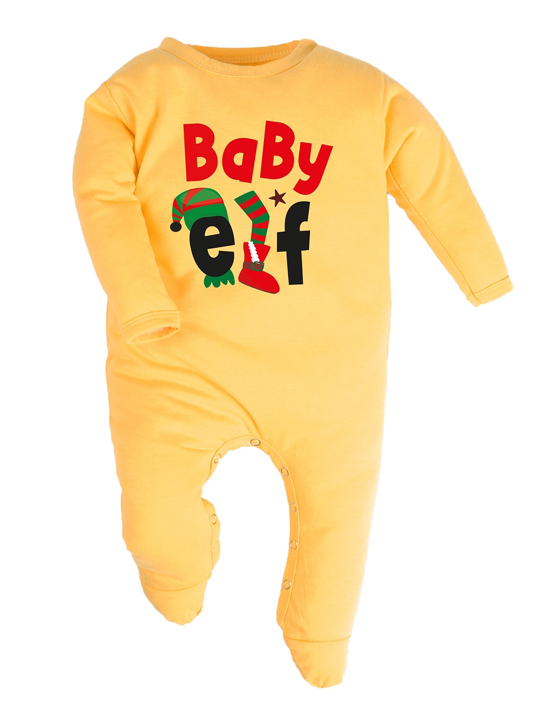 

FFLIRTYGO Infants Printed Cotton Christmas Special Sleepsuit, Yellow