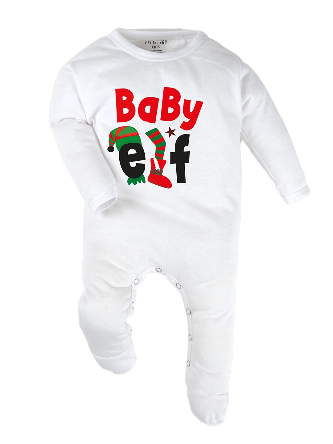 

FFLIRTYGO Infants Typography Printed Cotton Sleepsuit, White