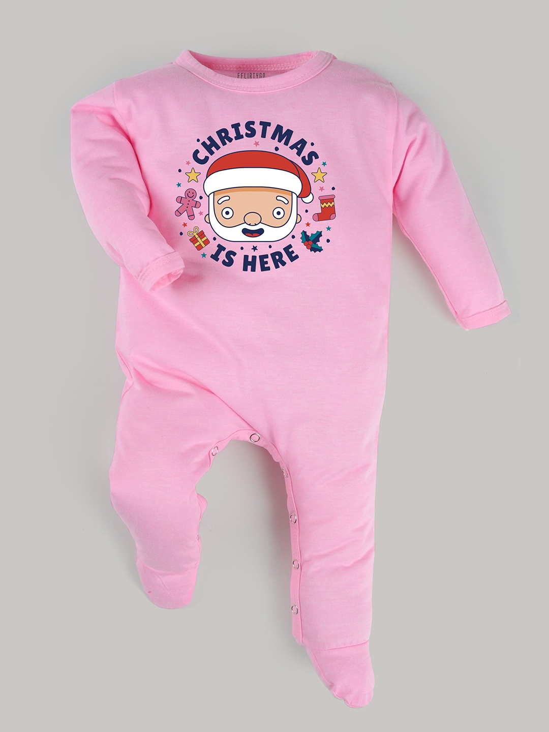 

FFLIRTYGO Infants Typography Printed Cotton Sleepsuit, Pink