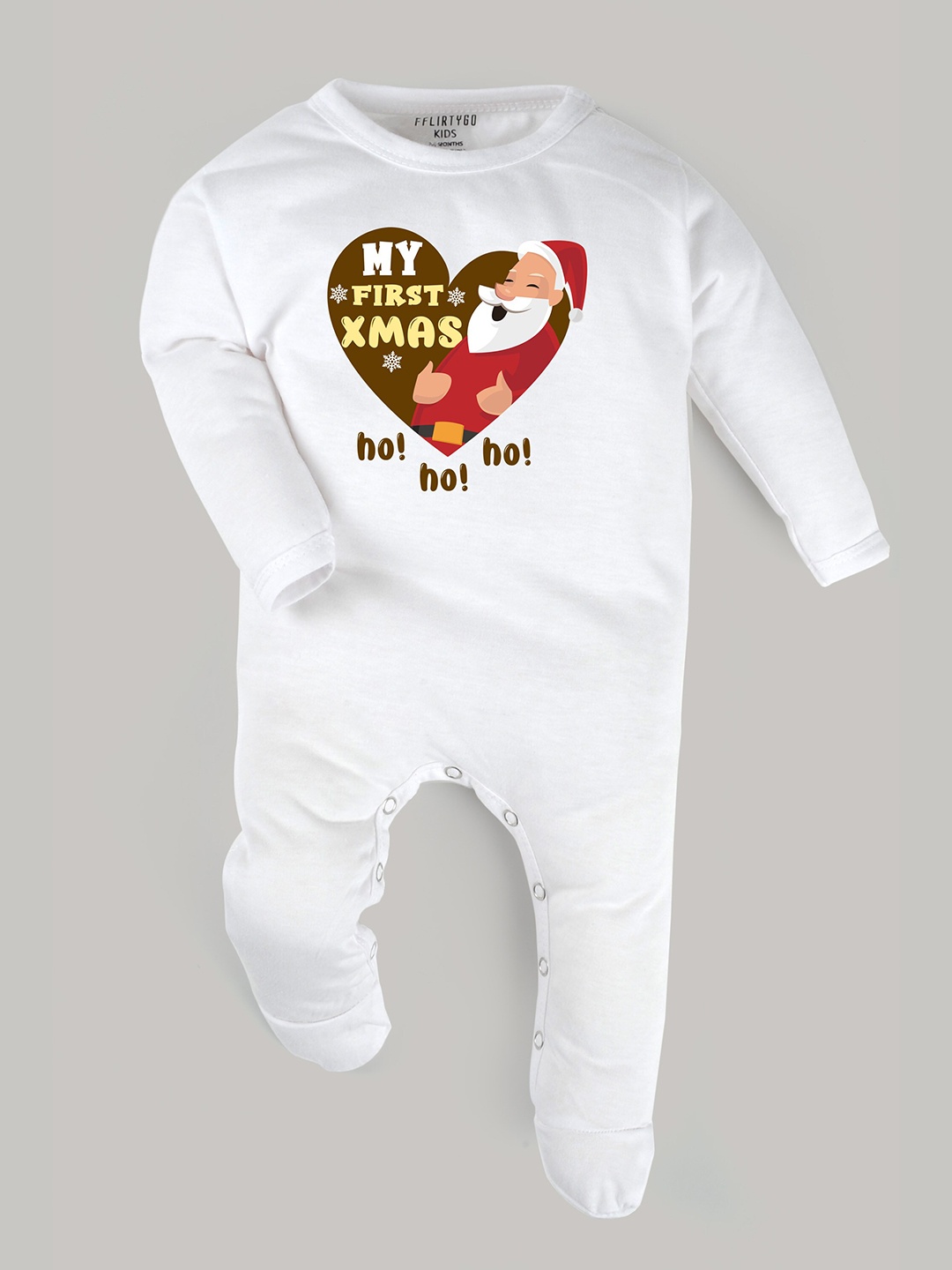 

FFLIRTYGO Infants Graphic Printed Pure Cotton Sleepsuit, White