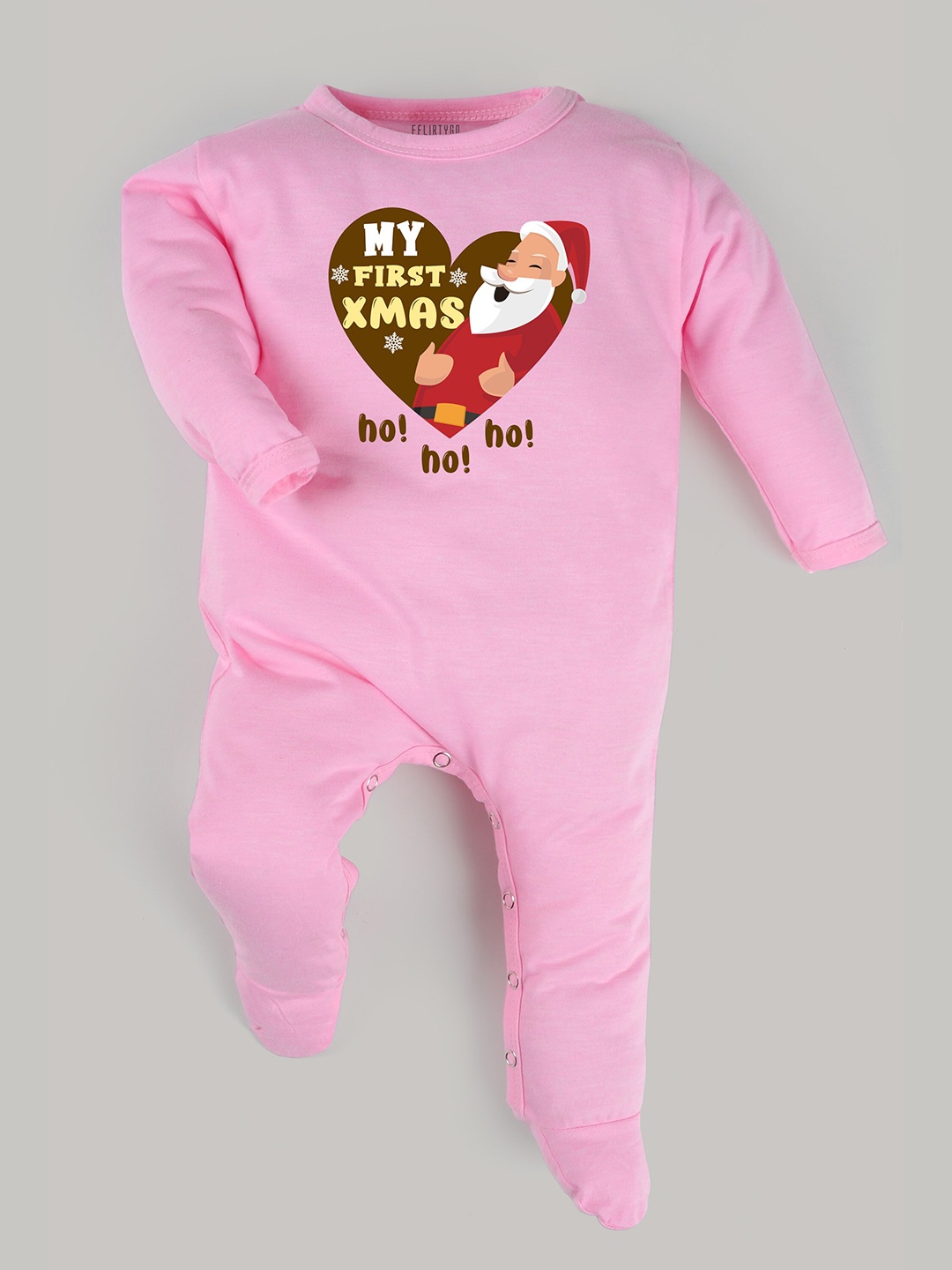 

FFLIRTYGO Infants Cotton Christmas Printed Sleepsuit, Pink