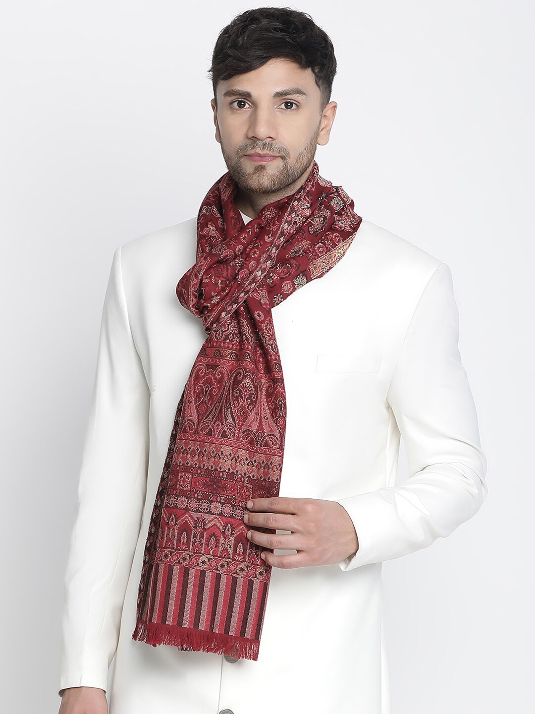 

SHINGORA Men Ethnic Motifs Printed Muffler, Maroon