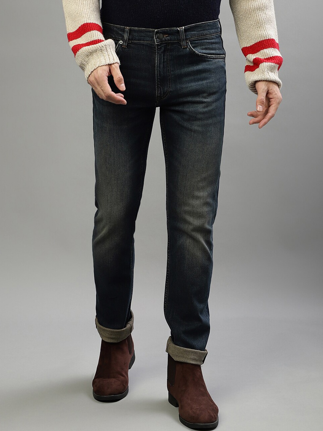 

GANT Men Mid-Rise Light Fade Clean Look Stretchable Jeans, Blue