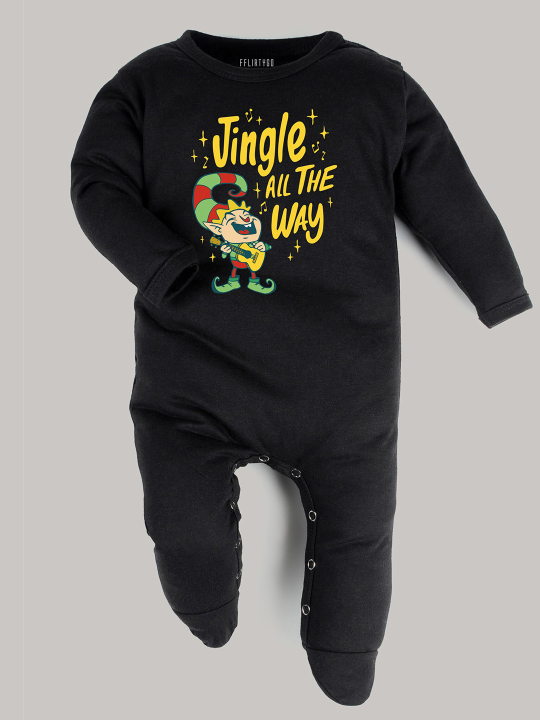 

FFLIRTYGO Infants Typography Printed Cotton Sleepsuit, Black