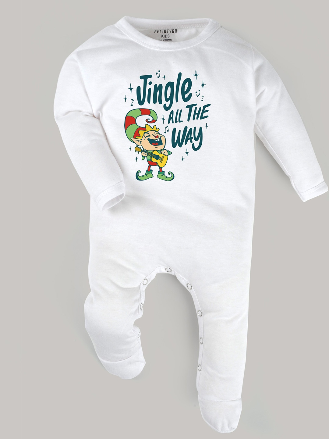 

FFLIRTYGO Infants Typography Printed Cotton Sleepsuit, White