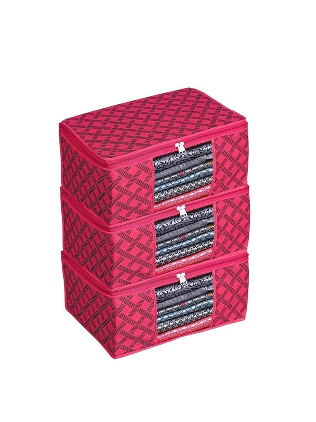 

Home Decor Expert Red 3 Pieces Printed Multi-Utility Organisers