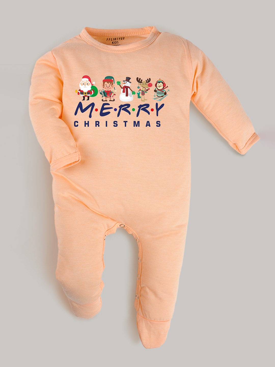 

FFLIRTYGO Infants Kids Typography Printed Cotton Sleepsuit, Peach