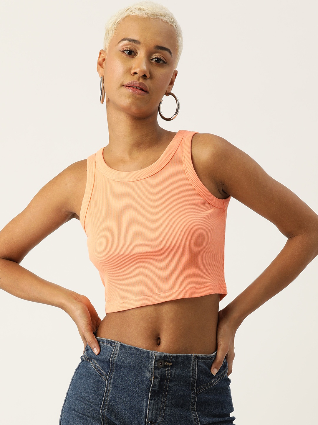 

Rue Collection Solid Crop Top, Peach