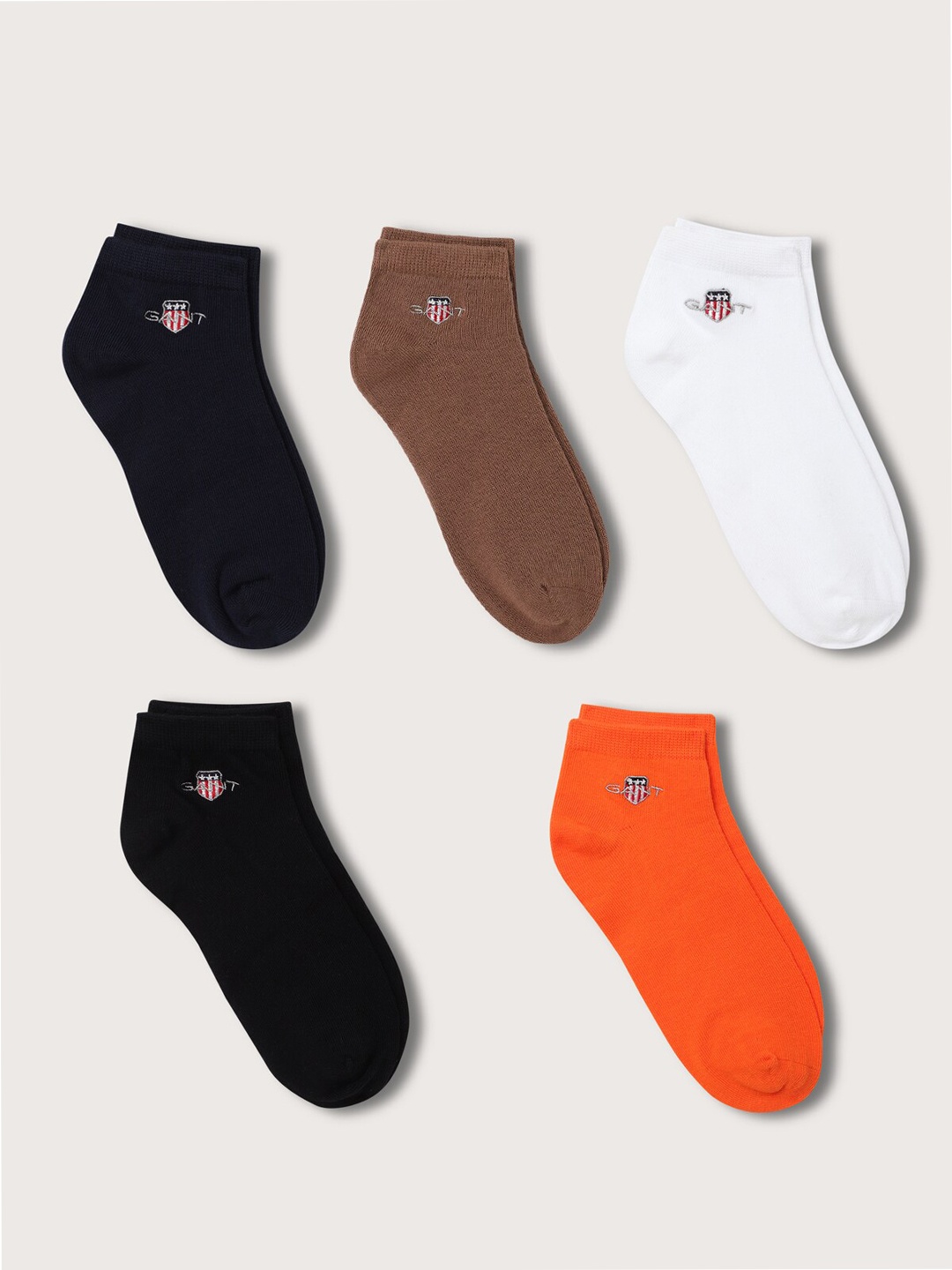 

GANT Boys Pack Of 5 Ankle -Length Socks, Brown