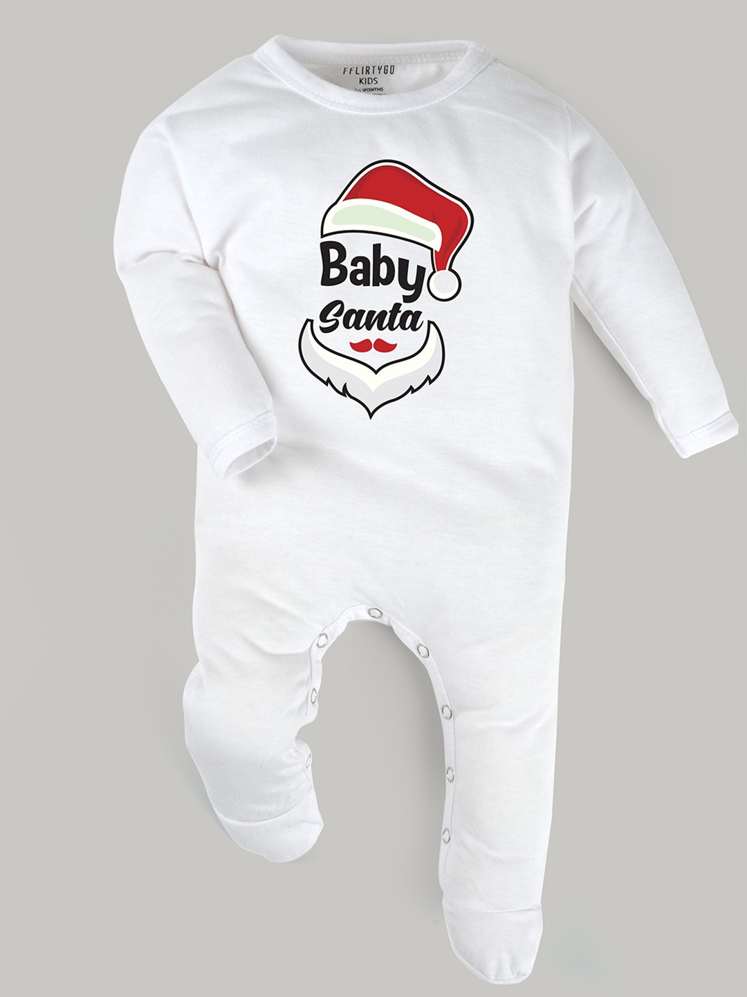 

FFLIRTYGO Infants Kids Typography Printed Cotton Sleepsuit, White