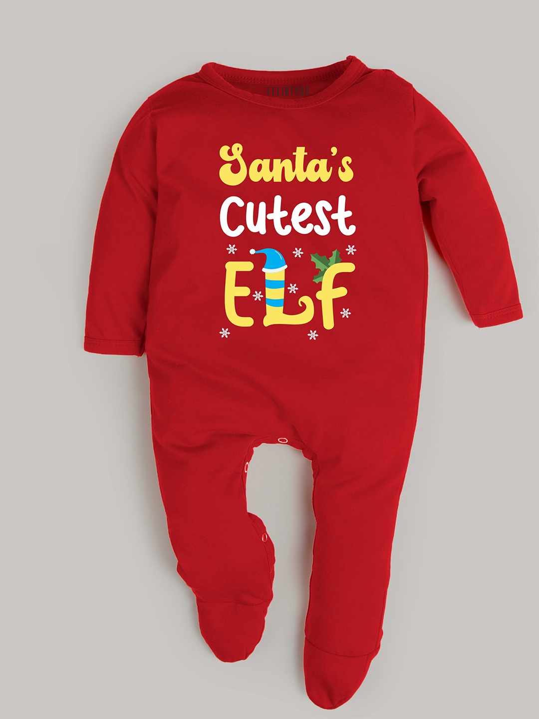

FFLIRTYGO Infants Typography Printed Pure Cotton Sleepsuit, Red