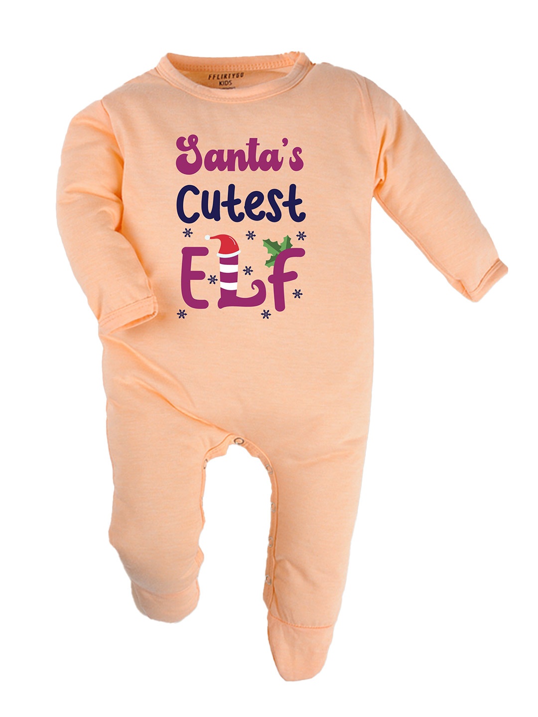 

FFLIRTYGO Infants Kids Typography Printed Cotton Sleepsuit, Peach