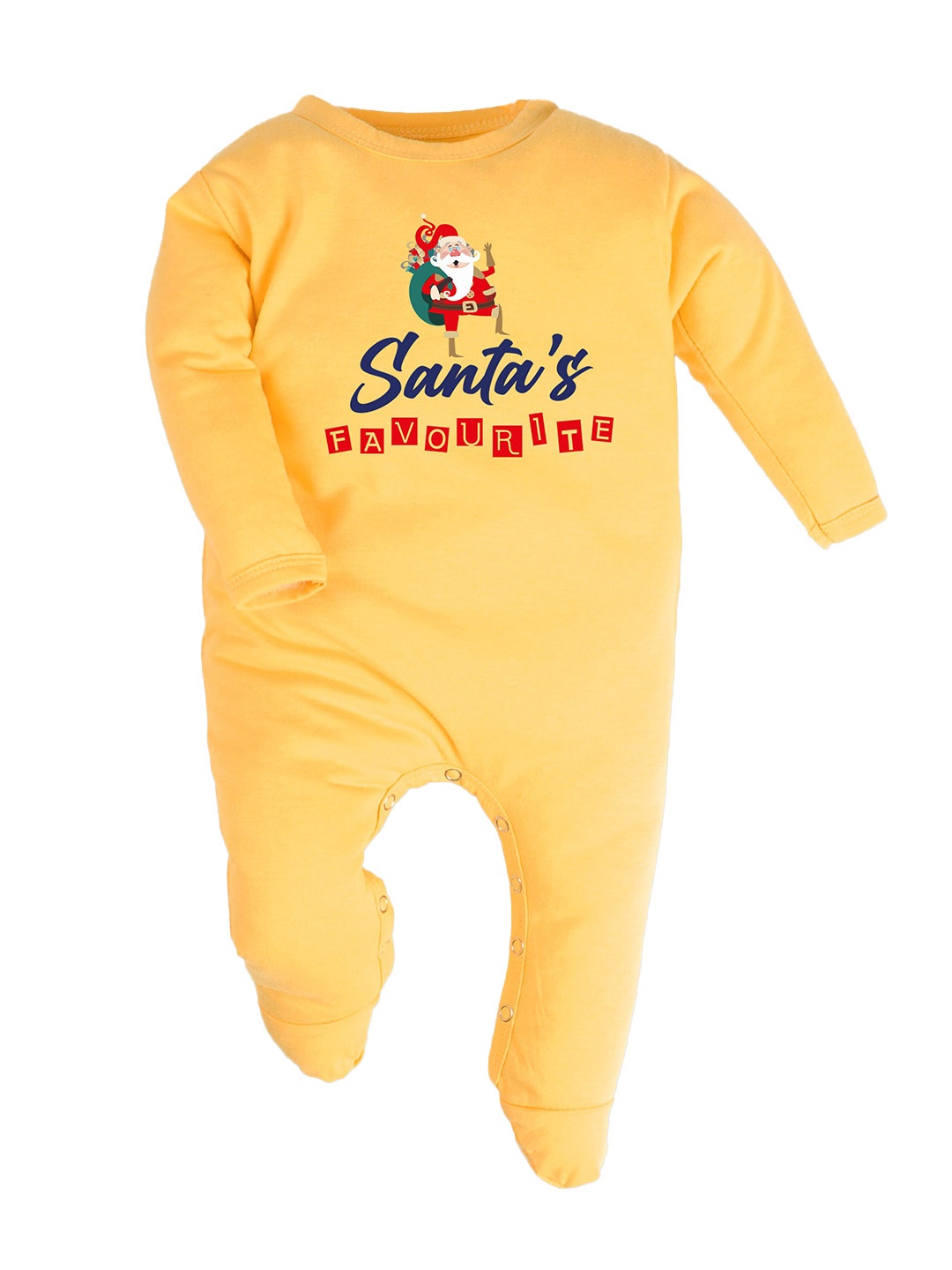 

FFLIRTYGO Infants Printed Cotton Christmas Special Sleepsuit, Yellow