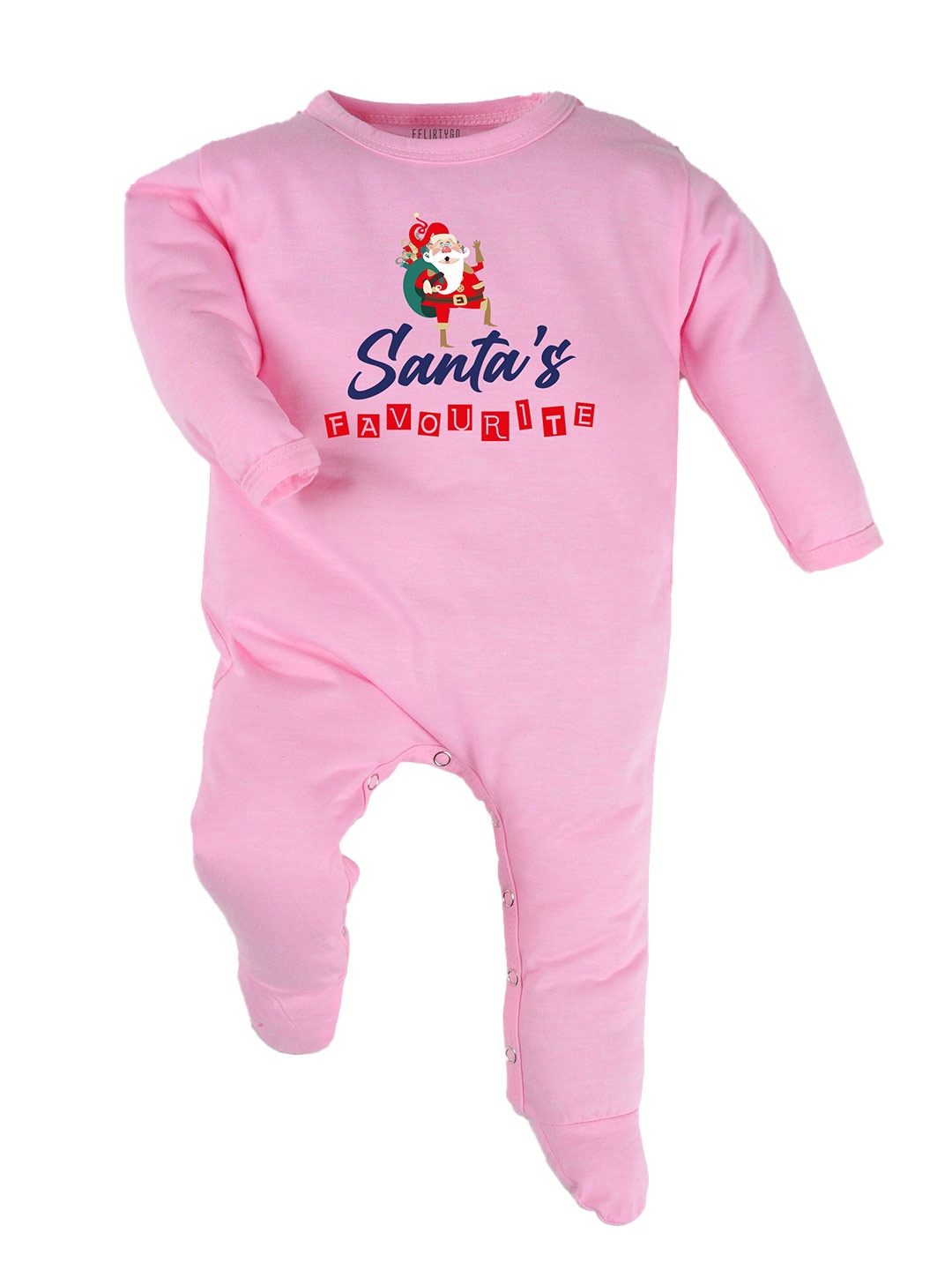 

FFLIRTYGO Infants Cotton Christmas Printed Sleepsuit, Pink