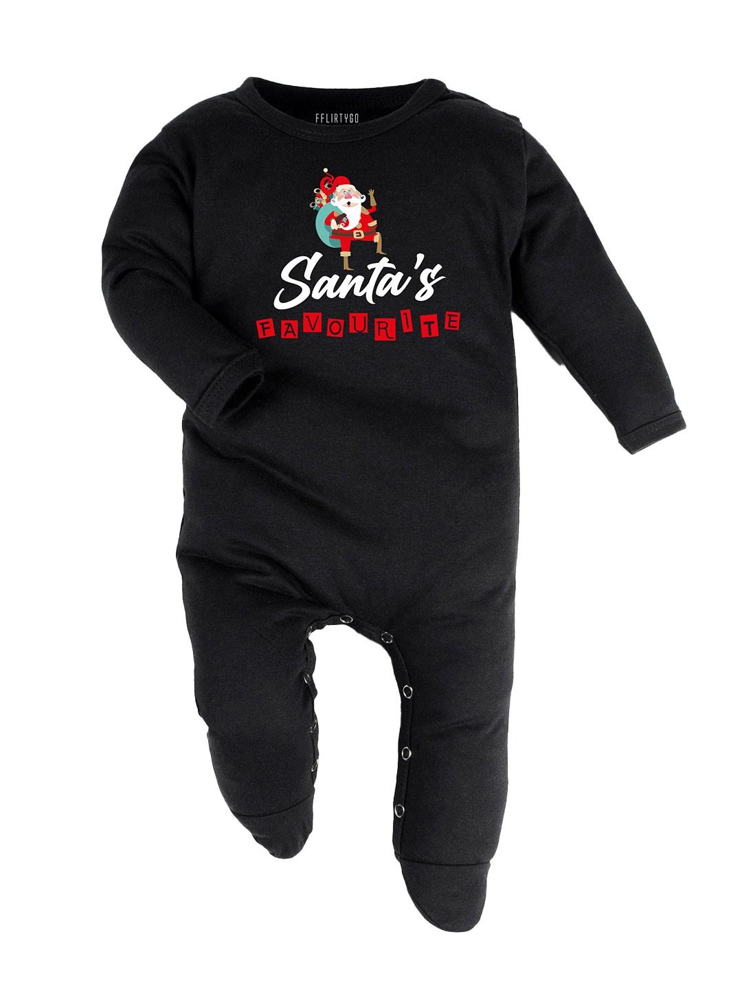

FFLIRTYGO Infants Typography Printed Cotton Sleepsuit, Black