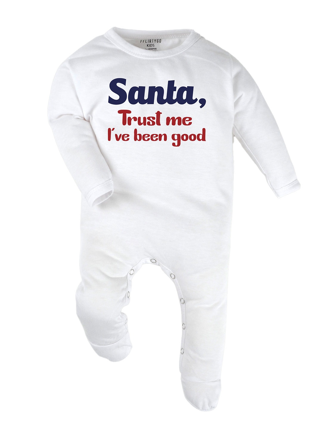 

FFLIRTYGO Infant Kids Printed Cotton Christmas Special Sleepsuit, White