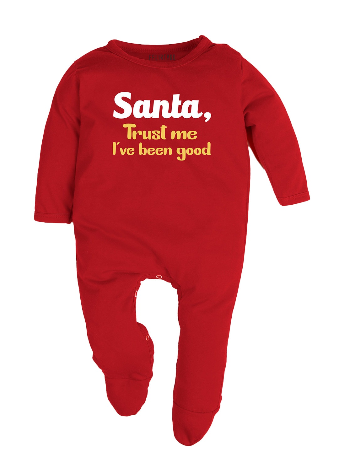 

FFLIRTYGO Infants Cotton Christmas Printed Sleepsuit, Red