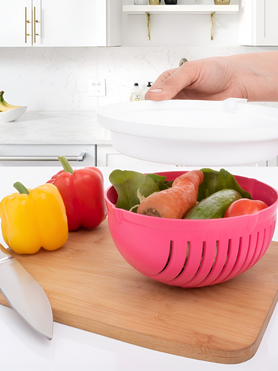 

OMORTEX Pink Stainless Steel Cutting Bowl
