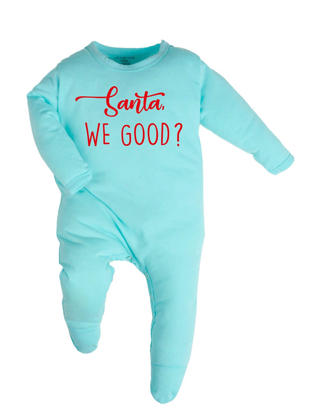 

FFLIRTYGO Infants Typography Printed Cotton Sleepsuit, Turquoise blue