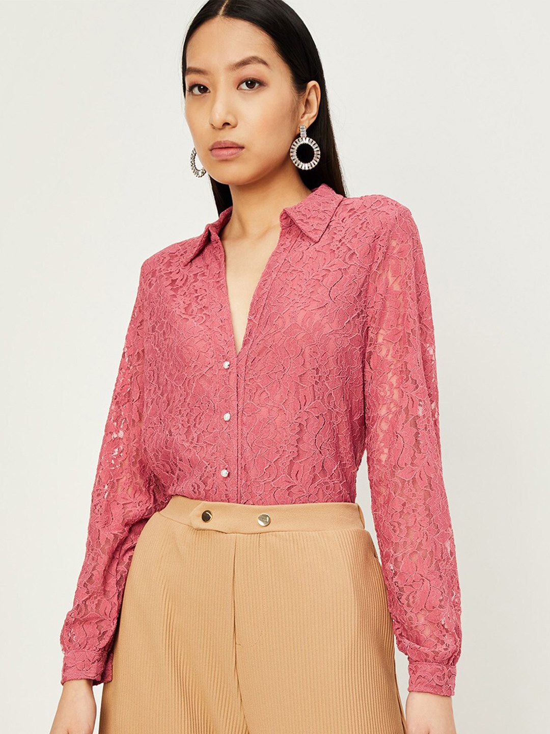 

max Floral Cotton Shirt Style Top, Pink