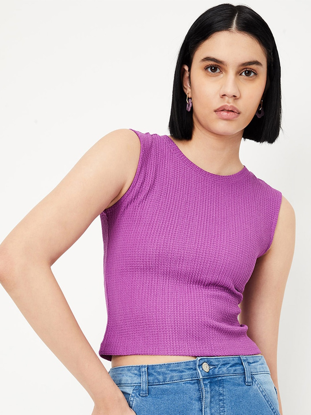 

max Fitted Crop Top, Purple