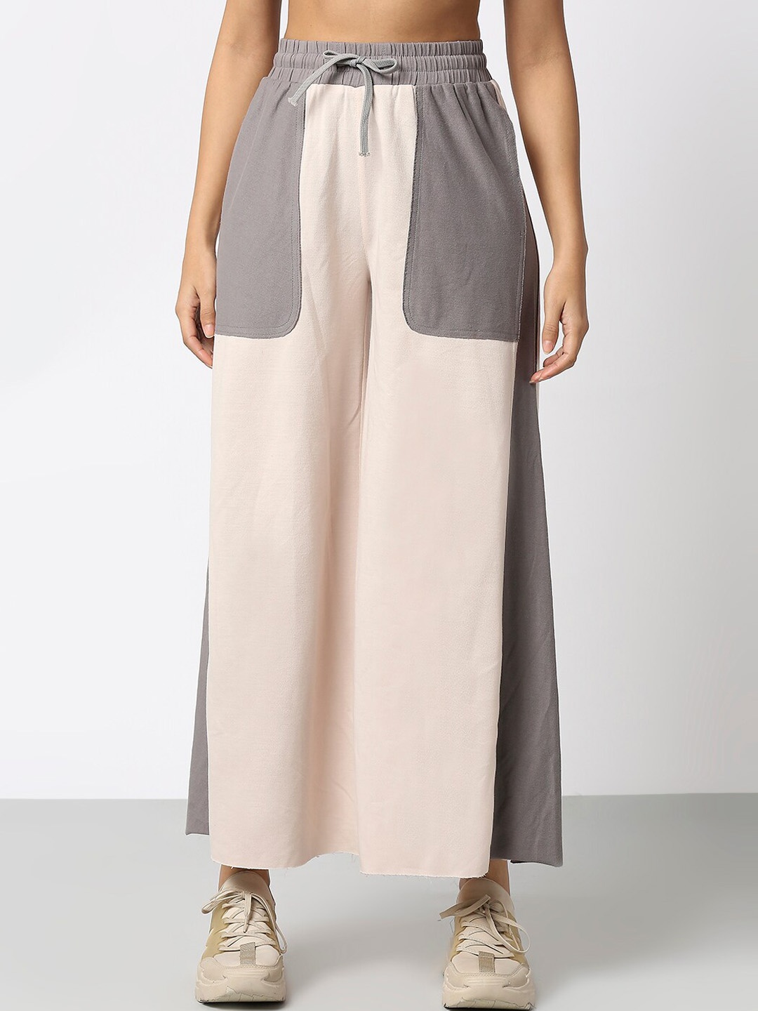 

Disrupt Women Colourblocked Cotton Track Pant, Beige