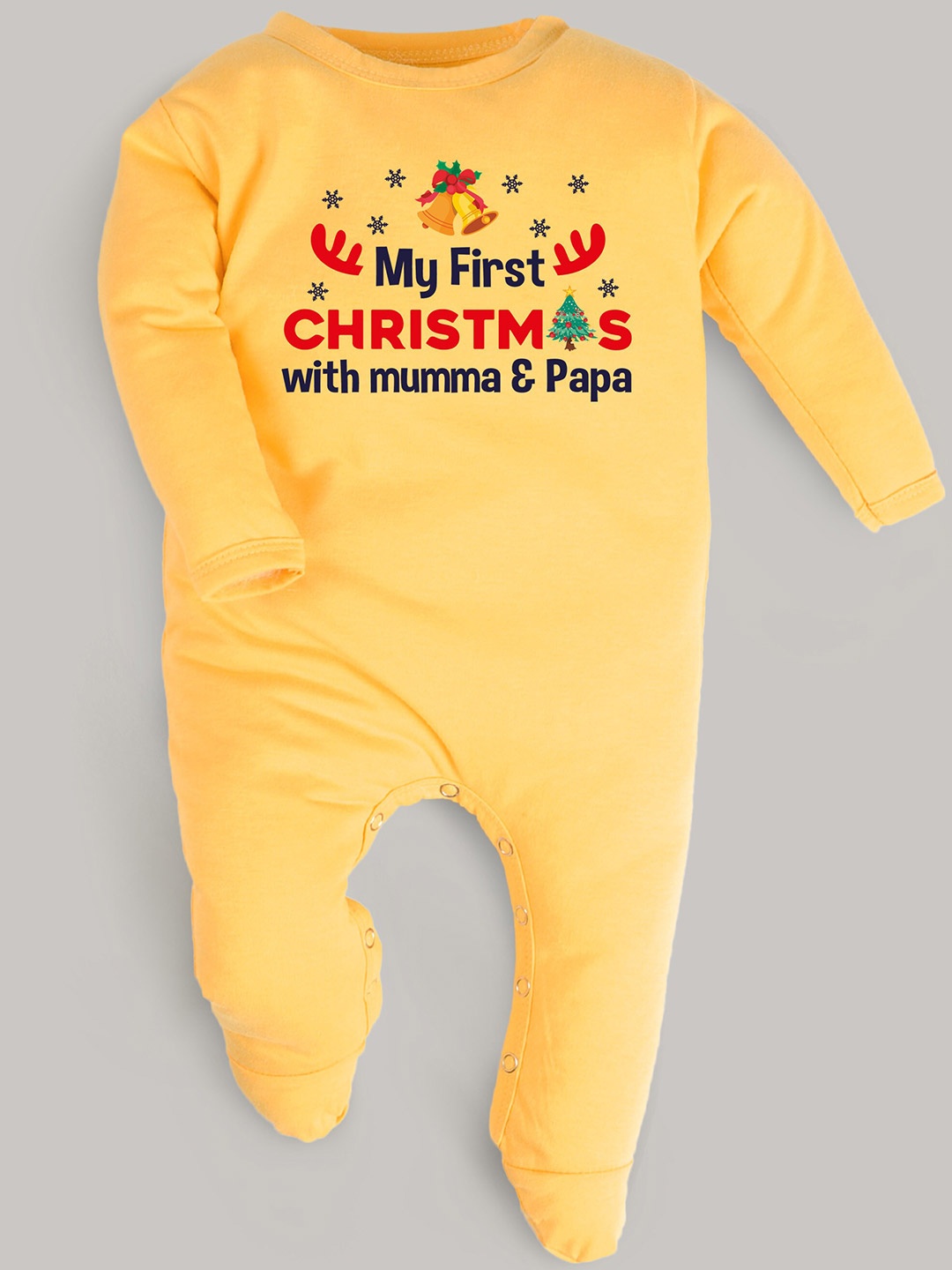 

FFLIRTYGO Infants Kids Typography Printed Cotton Sleepsuit, Yellow